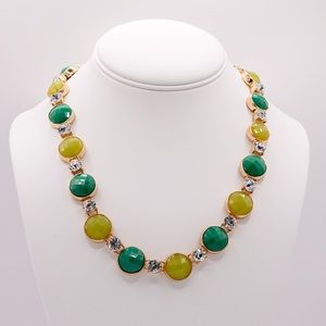 Anne Klein - Vintage Necklace- Gold tone with Green Stones and Rhinestones